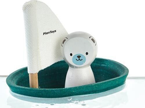 Rotaļlieta PlanToys Sailing Boat-Polar Bear cena un informācija | Rotaļlietas zīdaiņiem | 220.lv