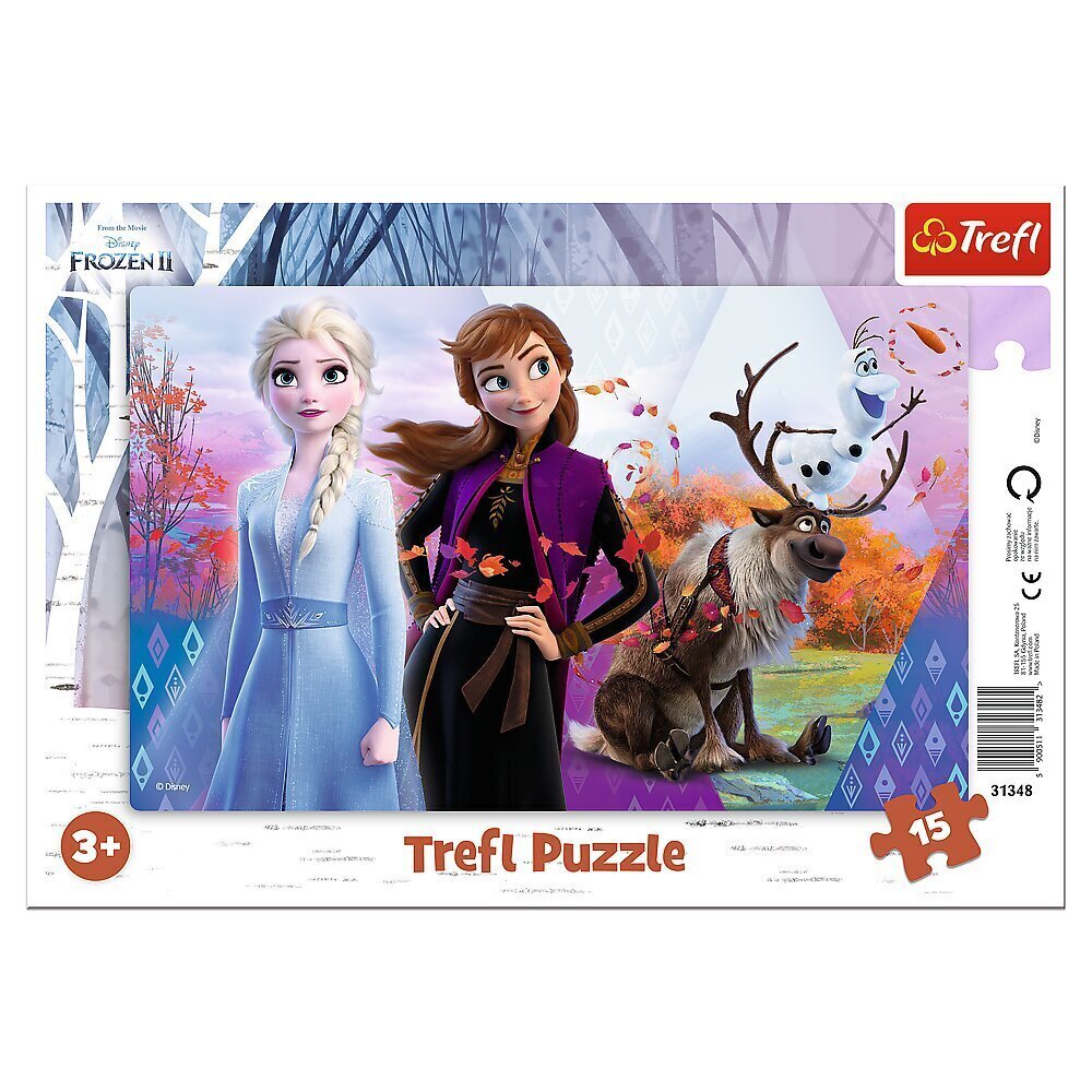 Puzle rāmī Trefl Frozen 2 Maģiskā Annas un Elzas pasaule, 15 d. цена и информация | Puzles, 3D puzles | 220.lv