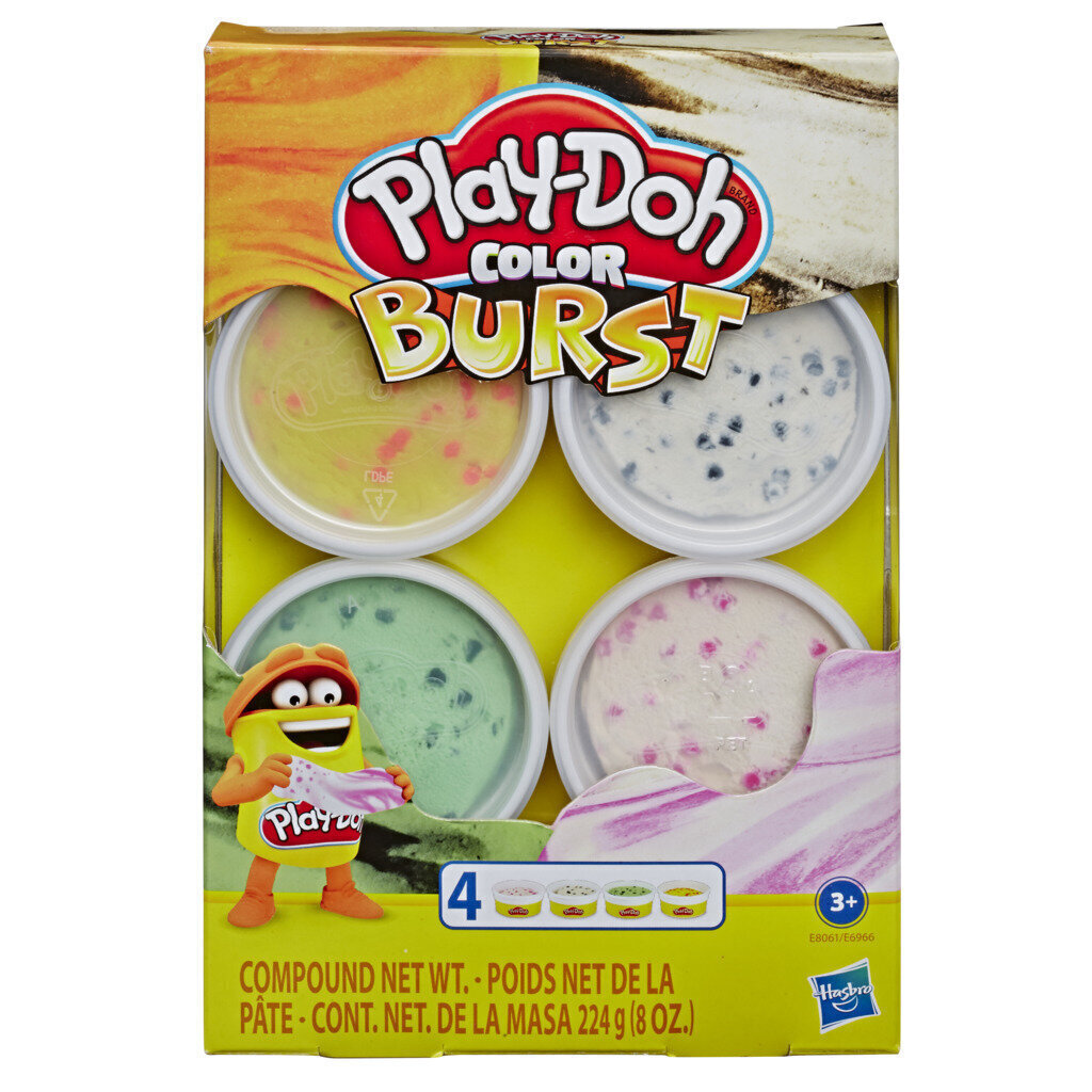 Plastilīna komplekts Play-Doh Color Burst, 4 x 56 g cena un informācija | Attīstošās rotaļlietas | 220.lv