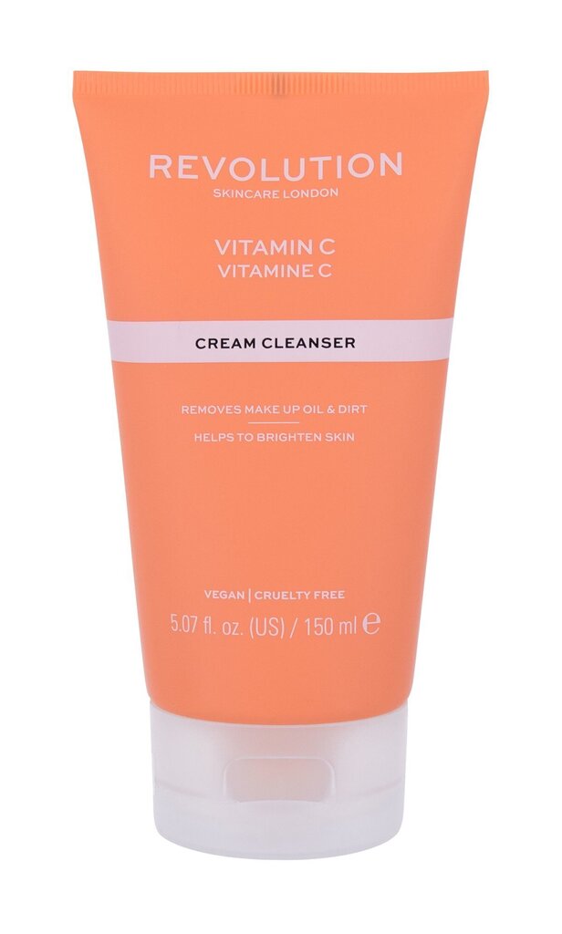 Krēmīgs sejas tīrīšanas līdzeklis Revolution Skincare Vitamin C, 150 ml cena un informācija | Sejas ādas kopšana | 220.lv