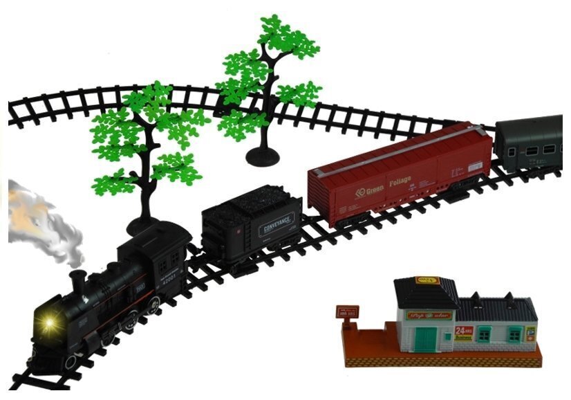 Elektriskais vilciens ar vagoniem un 156 cm sliežu ceļu cena un informācija | Rotaļlietas zēniem | 220.lv