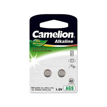 Camelion elementi Alkaline Button celles 1.5 V, LR936/AG9/LR45/394, 2 gab. cena un informācija | Baterijas | 220.lv