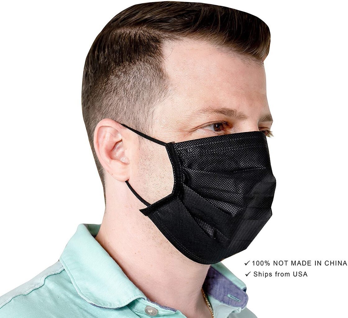 Vienreizlietojama 3 slāņu sejas maska, 50 gab., melna cena un informācija | Pirmā palīdzība | 220.lv