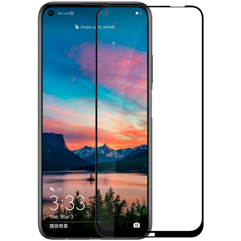 Tempered Glass 9D Aizsargstikls Pilnam Ekrānam Huawei P40 Lite Melns cena un informācija | Ekrāna aizsargstikli | 220.lv