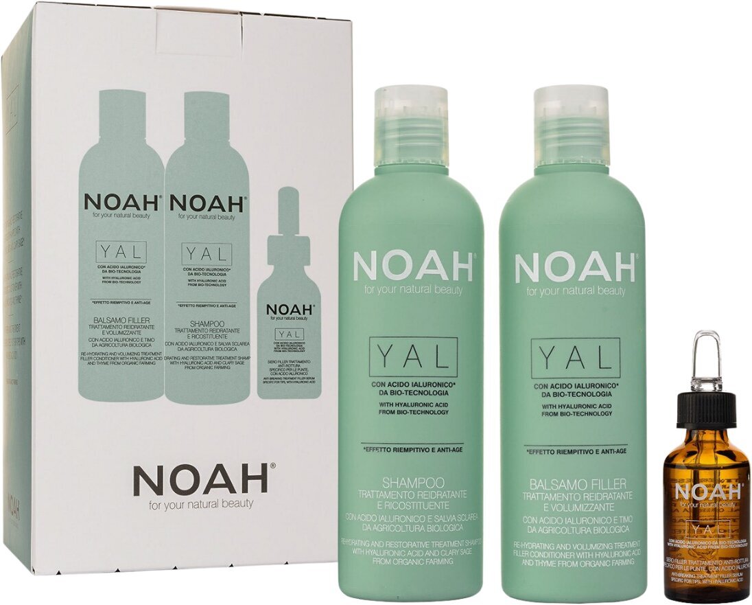 Matu atjaunojošo līdzekļu komplekti Noah Yal: Mitrinošs šampūns, 250 ml + mitrinošs balzams, 250 ml + atjaunojošs serums, 20 ml cena un informācija | Šampūni | 220.lv