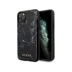 Guess GUHCN65PCUMABK Marble Cover Silikona Aizsargapvalks Priekš Apple iPhone 11 Pro Max Melns cena un informācija | Telefonu vāciņi, maciņi | 220.lv