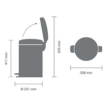 Miskaste ar pedāli, NewIcon, 12l, matēts tērauds FPP, Brabantia cena un informācija | Miskastes | 220.lv