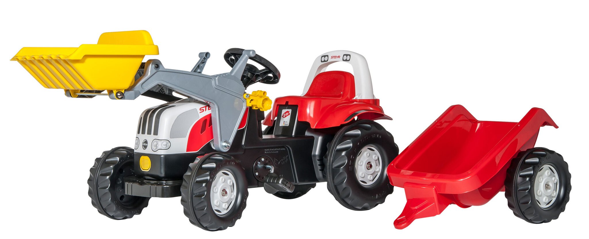 Bērnu traktors ar kausu un piekabi Rolly Toys rollyKid Steyr 6165 CVT, sarkans цена и информация | Rotaļlietas zēniem | 220.lv