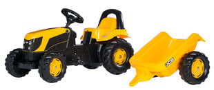 Pedāļu traktors ar piekabi Rolly Toys rollyKid JCB, dzeltens cena un informācija | Rotaļlietas zēniem | 220.lv