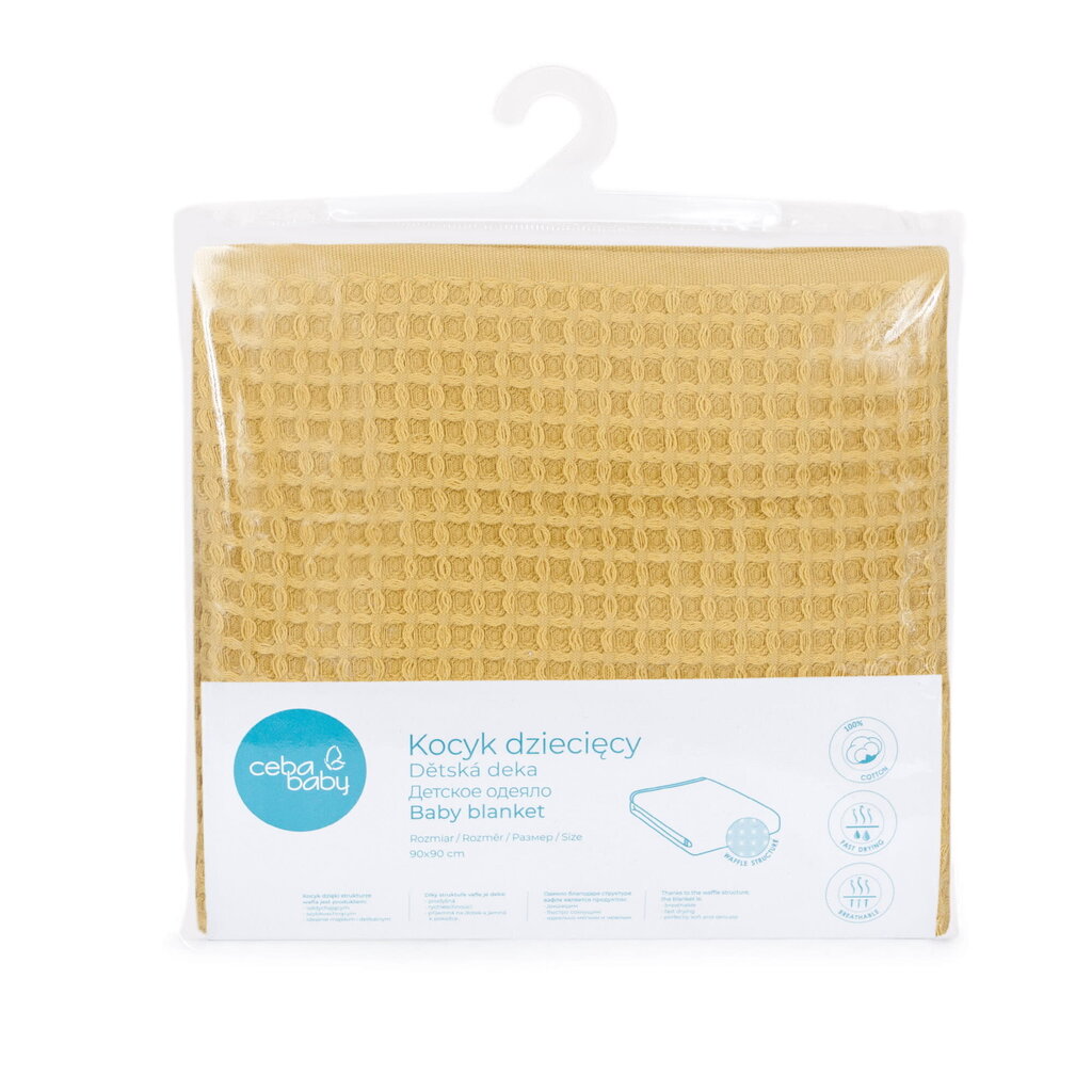 Pleds Ceba Waffle Line Cream Gold, 90x90 cm цена и информация | Gultas pārklāji, pledi | 220.lv