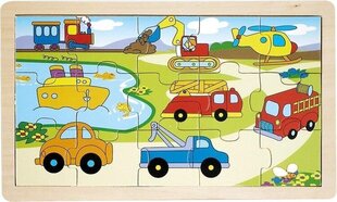 Koka puzle Brimarex Cars 15 daļas cena un informācija | Rotaļlietas zīdaiņiem | 220.lv