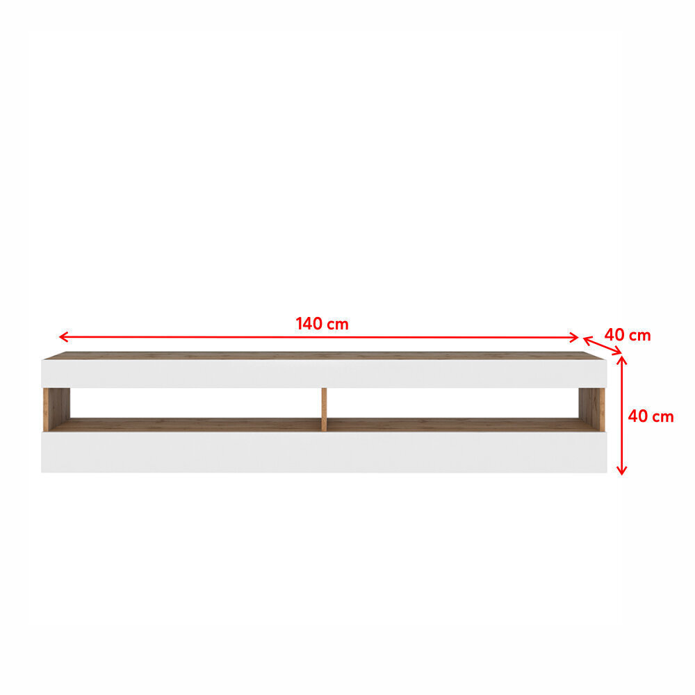 TV galdiņš Selsey Viansola, 140 cm, brūns/balts cena un informācija | TV galdiņi | 220.lv