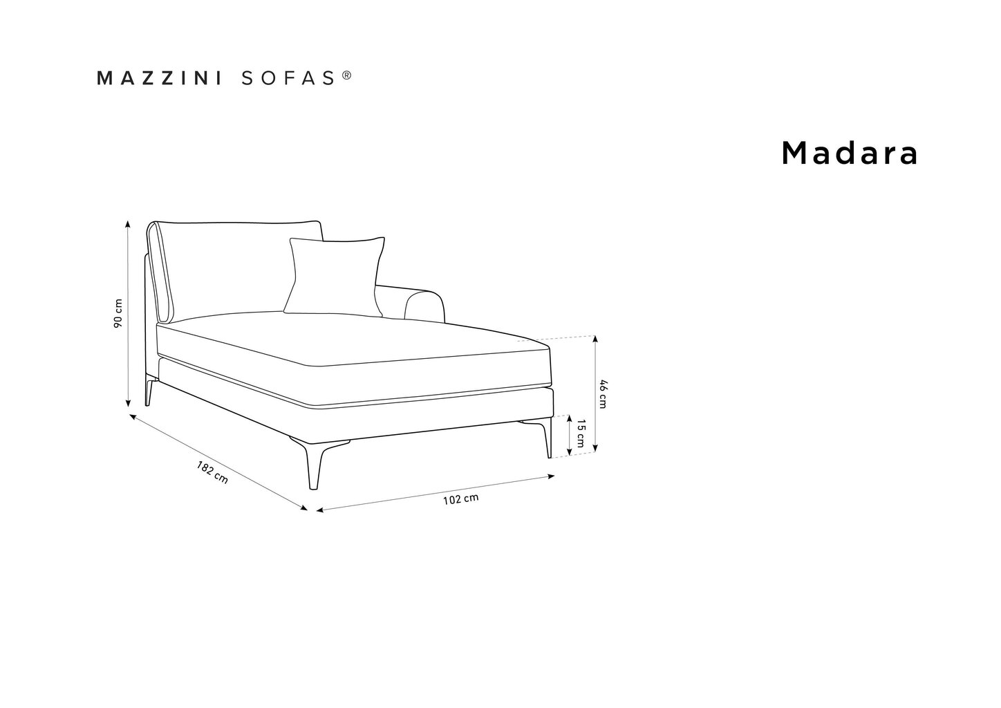 Kušete Mazzini Sofas Madara, gaiši pelēka cena un informācija | Dīvāni | 220.lv