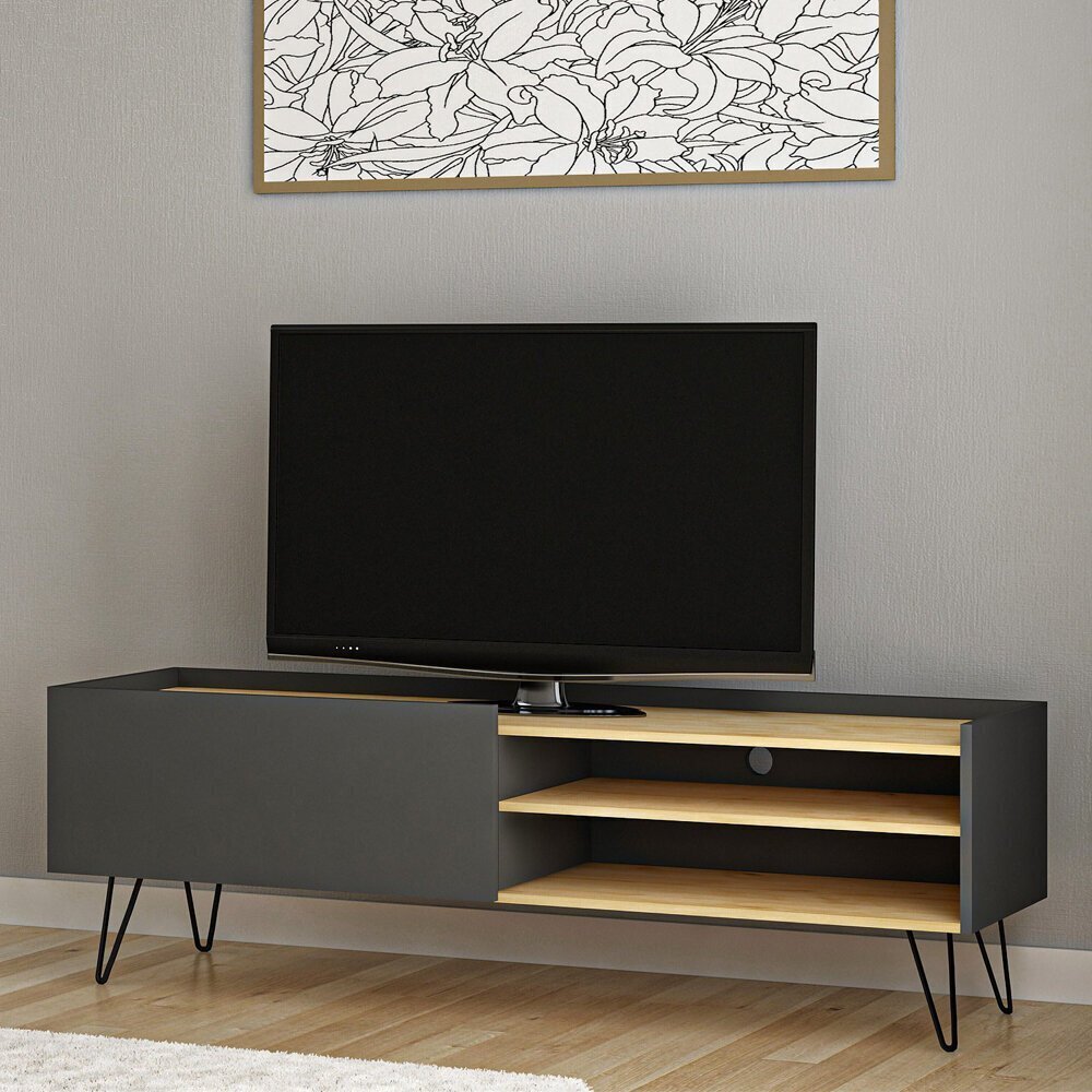 TV galdiņš Selsey Wangari, 120 cm, pelēks/brūns цена и информация | TV galdiņi | 220.lv