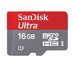 SanDisk Ultra microSDHC Android 16GB Class10 + SD adapteris цена и информация | Atmiņas kartes mobilajiem telefoniem | 220.lv