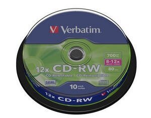 Verbatim CD+RW, 12x, 700MB, 10 pcs (43480), цена и информация | Средства по уходу компьютерами | 220.lv