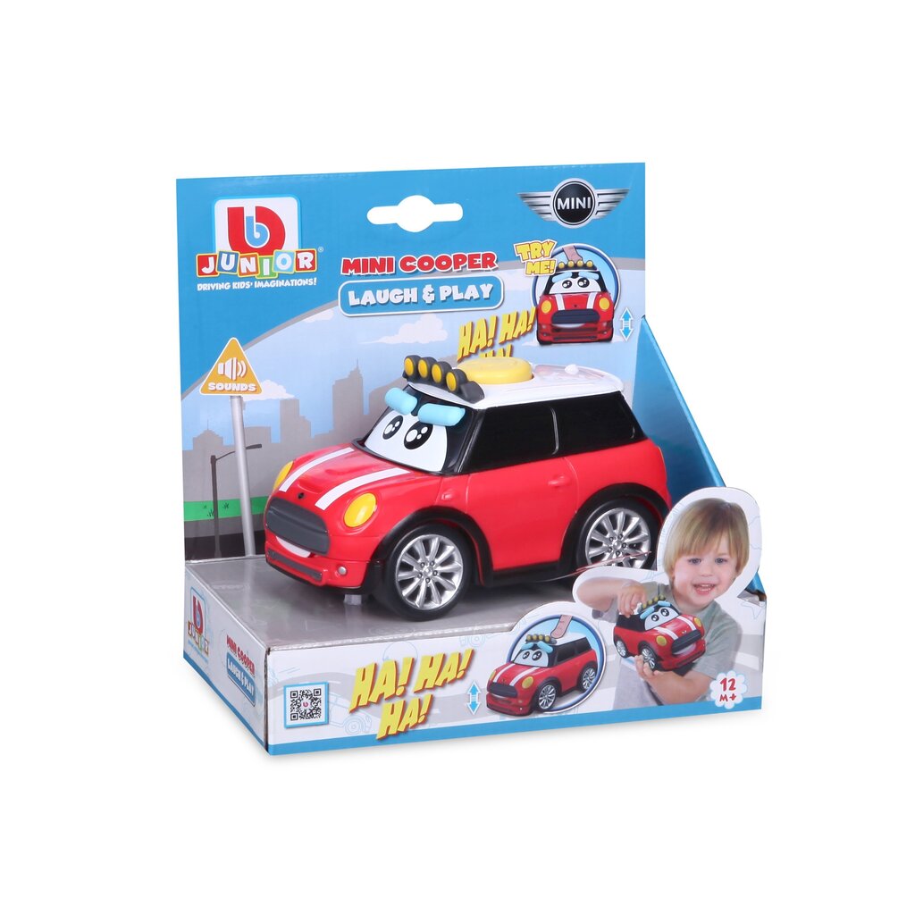 Rotaļu mašīna Bburago Junior Mini Cooper Laugh & Play, 16-81205 cena un informācija | Rotaļlietas zīdaiņiem | 220.lv