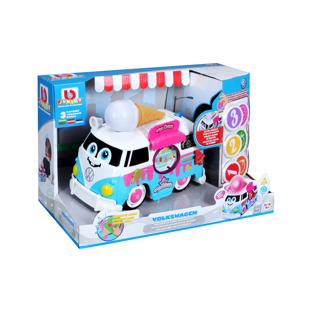Rotaļlietu saldējuma autobuss Bburago Junior Volkswagen Magic Ice Cream Bus, 16-88610, LT, LV, EE valodas cena un informācija | Rotaļlietas zīdaiņiem | 220.lv