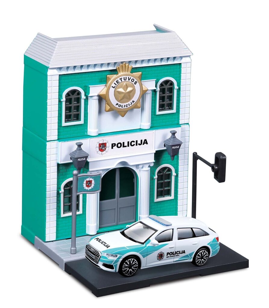 Policijas iecirknis ar Lietuvas policijas automašīnu 1:43 Bburago City, 18-31502 cena un informācija | Rotaļlietas zēniem | 220.lv