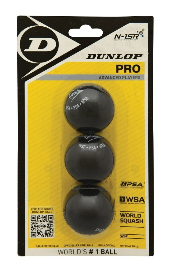 Skvoša bumbiņas DUNLOP PRO 3gab cena un informācija | Skvošs | 220.lv