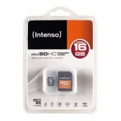 Карта памяти Intenso - Micro SDHC 16 ГБ Class10 + Адаптер цена и информация | Карты памяти для телефонов | 220.lv