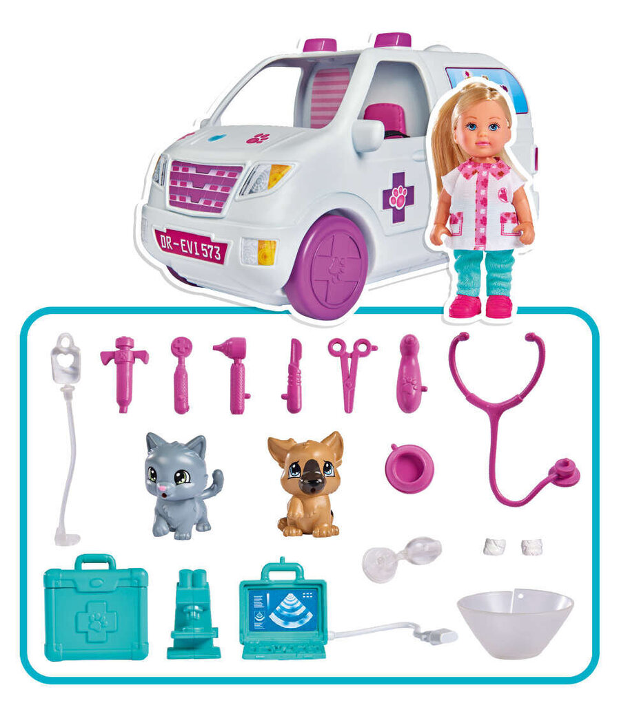 Lelle veterinārārste Evi ar transformējošu ātro palīdzību Simba Evi Love цена и информация | Rotaļlietas meitenēm | 220.lv