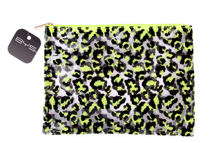 Kosmētikas maks BYS GONE WILD Leopard Print Clear Neon Lime/Black cena un informācija | Kosmētikas somas, spoguļi | 220.lv