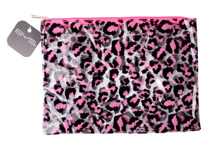 Kosmētikas maks BYS GONE WILD Leopard Print Clear Neon Rozā/Melns cena un informācija | Kosmētikas somas, spoguļi | 220.lv