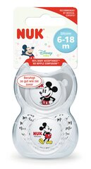 Silikona knupītis NUK Mickey, 6-18 mēn, 2 gab. цена и информация | Пустышки | 220.lv