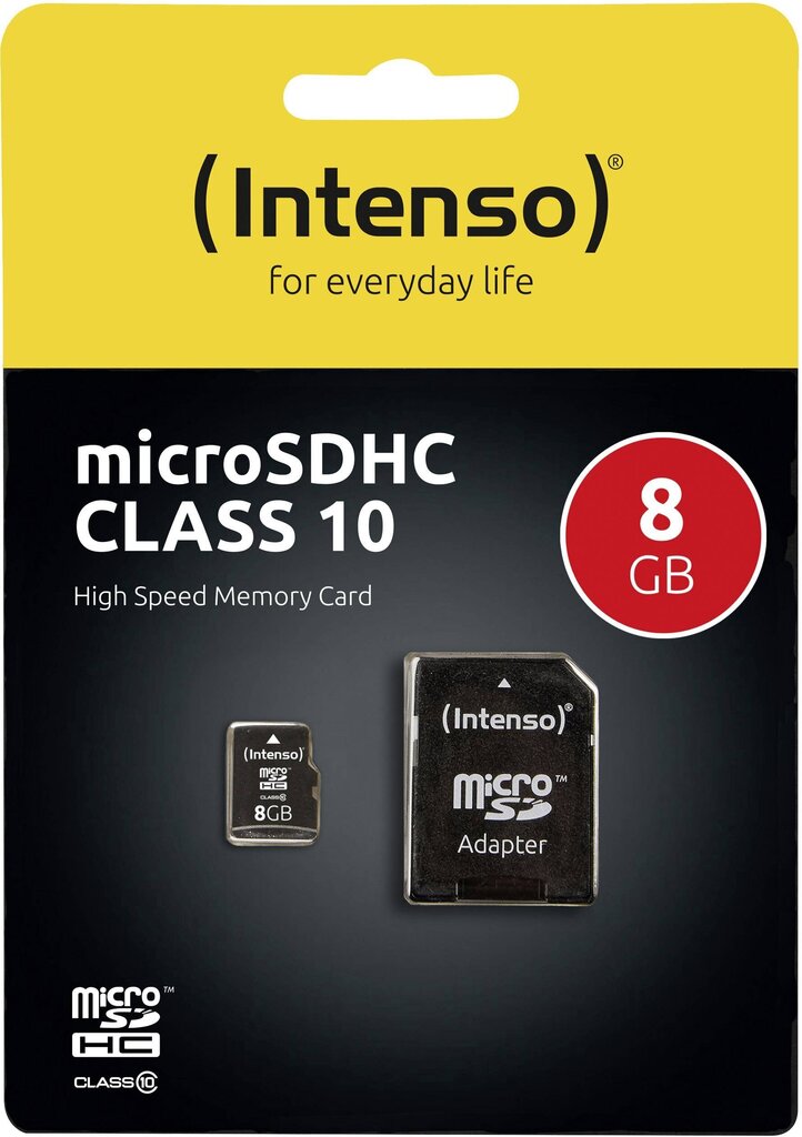 INTENSO 8GB MicroSDHC with Adapter Class 10 цена и информация | Atmiņas kartes mobilajiem telefoniem | 220.lv
