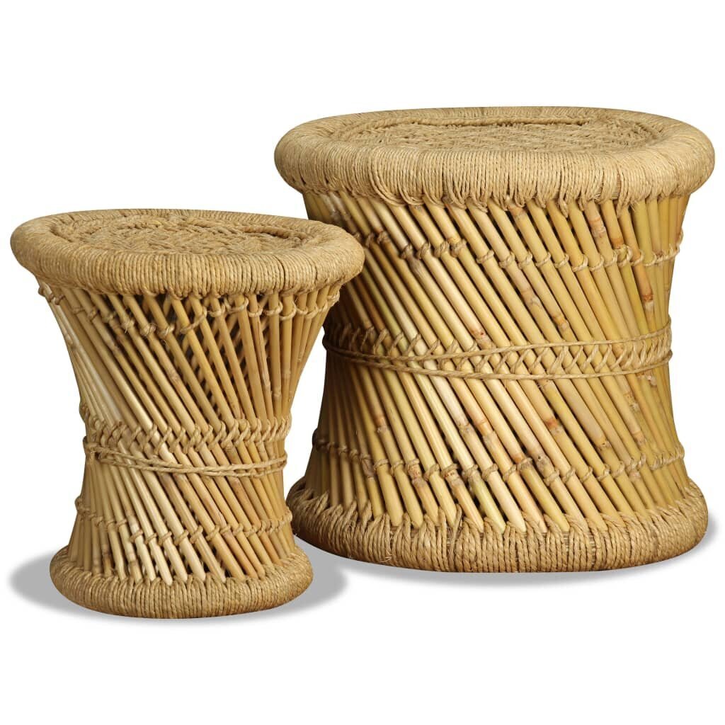 Taburešu komplekts, 2 gab., bambuss, džuta cena un informācija | Virtuves un ēdamistabas krēsli | 220.lv