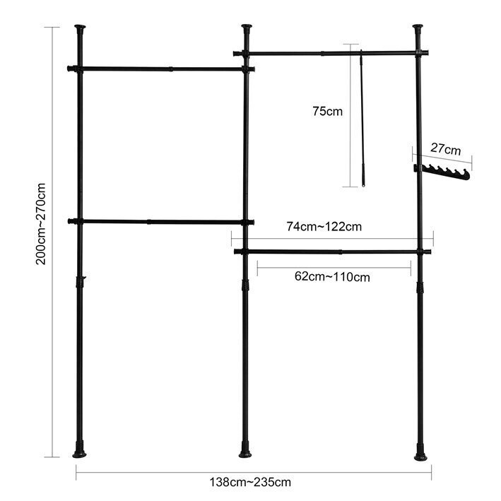 Drēbju pakaramais SoBuy KLS03-SCH, melns cena un informācija | Drēbju pakaramie | 220.lv