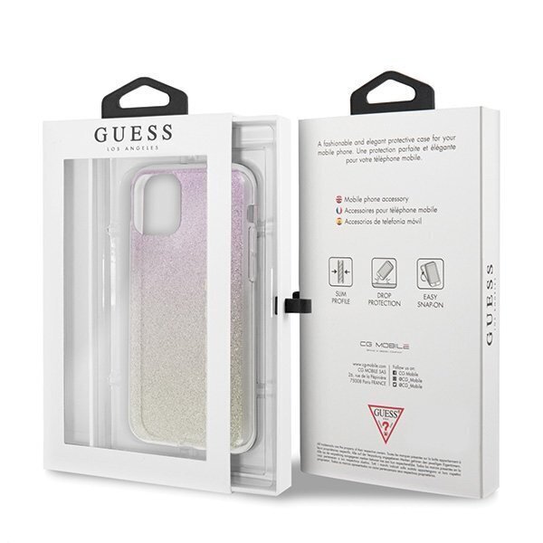 Guess iPhone 11 Pro GUHCN58PCUGLGPI rozā zelta ciets maciņš Glitter Gradient цена и информация | Telefonu vāciņi, maciņi | 220.lv