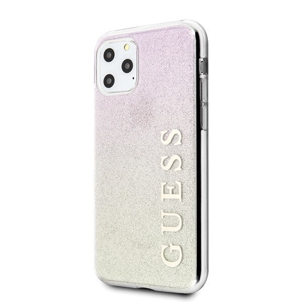 Guess iPhone 11 Pro GUHCN58PCUGLGPI rozā zelta ciets maciņš Glitter Gradient цена и информация | Telefonu vāciņi, maciņi | 220.lv