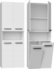 Шкаф-пенал для ванной комнаты с корзиной для белья DK 2K, белый цена и информация | Шкафчики для ванной | 220.lv