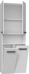Шкаф-пенал для ванной комнаты с корзиной для белья DK 2K, белый глянцевый цена и информация | Шкафчики для ванной | 220.lv