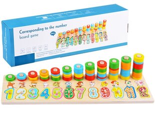 Цветная деревянная головоломка с числами цена и информация | Игрушки для малышей | 220.lv
