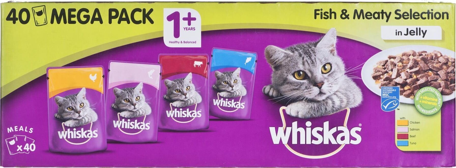 Whiskas konservu komplekts kaķiem, 40x100 g cena un informācija | Konservi kaķiem | 220.lv