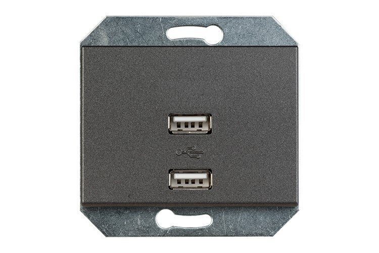 USB uzlādes ligzda 2xUSB bez rāmja Vilma 3.4A, antracīts cena un informācija | Elektrības slēdži, rozetes | 220.lv