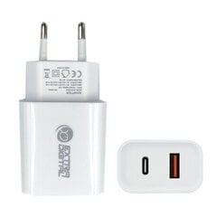 Extra Digital USB+ Type C: 220V, 36W, 3A, PD+QC3.0 цена и информация | Зарядные устройства для телефонов | 220.lv