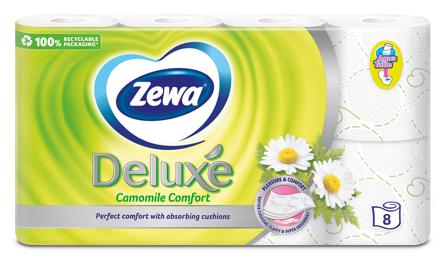 ZEWA Deluxe White Camomile tualetes papīrs, 3 slāņi, 8 ruļļi cena un informācija | Tualetes papīrs, papīra dvieļi | 220.lv