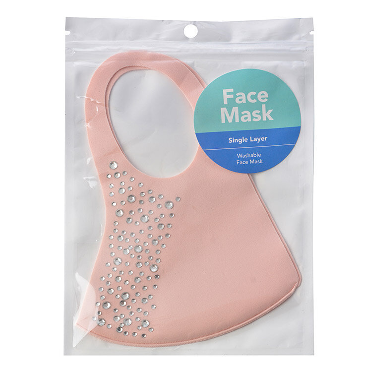 BYS Atkārtoti lietojama auduma sejas maska Single Layer Fashion Nude with Clear Stones cena un informācija | Pirmā palīdzība | 220.lv