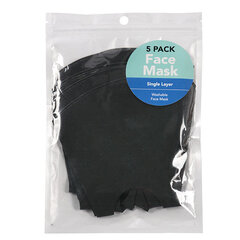 BYS Atkārtoti lietojama auduma sejas maska Single Layer Polyspandex Black 5Pc cena un informācija | Pirmā palīdzība | 220.lv
