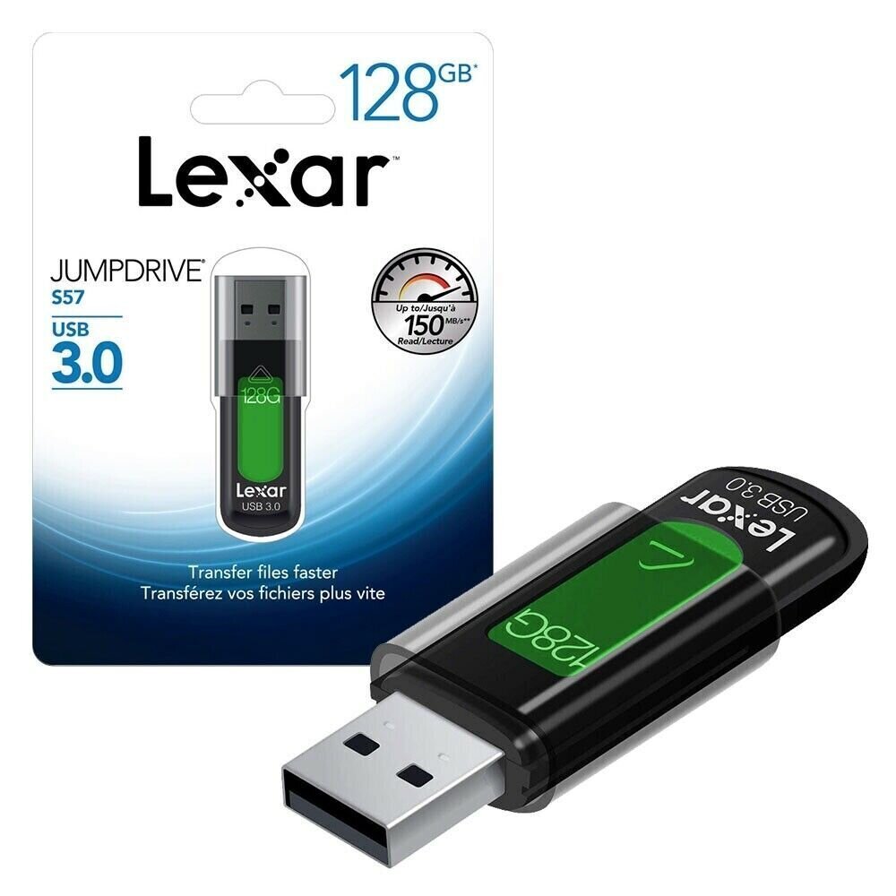 Lexar Flash drive JumpDrive S57 128 GB, USB 3.0, Green, 60 MB цена и информация | USB Atmiņas kartes | 220.lv