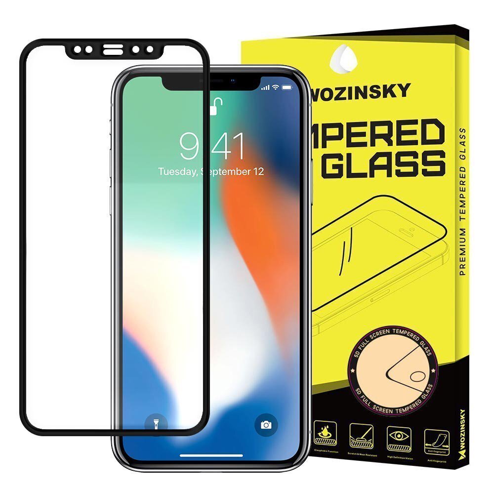 Wozinsky Tempered Glass Full Glue Super Tough Screen aizsargstikls piemērots Apple iPhone 12 Pro / iPhone 12, Black cena un informācija | Ekrāna aizsargstikli | 220.lv