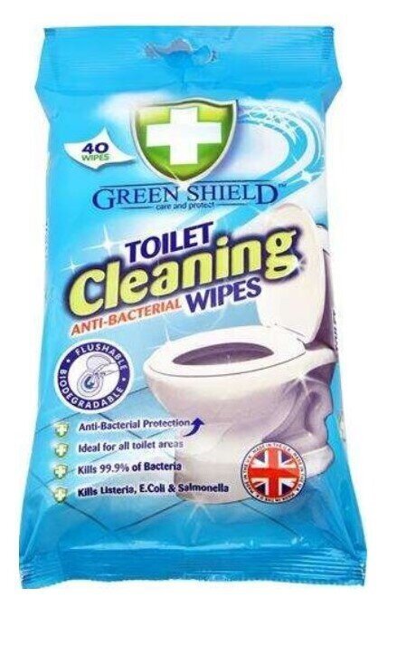 GREEN SHIELD salvetes tualetes poda tīrīšanai, 40 gab cena un informācija | Tīrīšanas līdzekļi | 220.lv