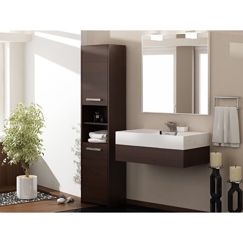 Augsts vannas istabas plaukts S40, tumši brūns cena un informācija | Vannas istabas skapīši | 220.lv