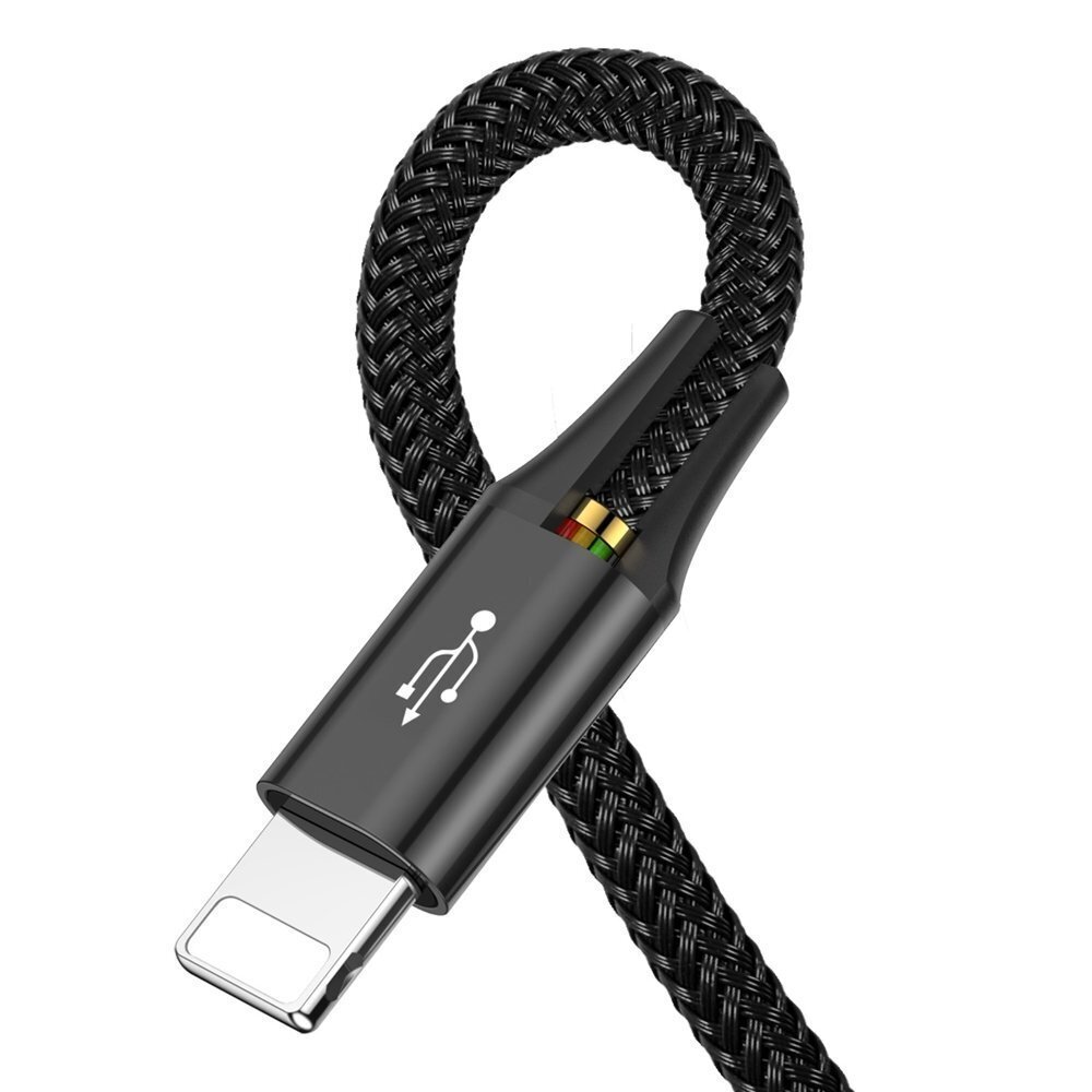 Baseus Lightning / USB Type C / 2x micro USB neilona pīts kabelis 3.5A 1.2m melns cena un informācija | Savienotājkabeļi | 220.lv