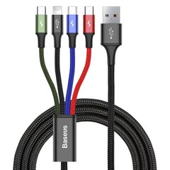 Baseus Lightning / USB Type C / 2x микро-USB кабель в нейлоновой оплетке 3.5A 1.2м черный цена и информация | Кабели для телефонов | 220.lv