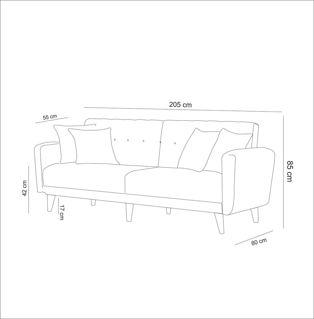 Dīvāns Artie Aria, balts cena un informācija | Dīvāni | 220.lv